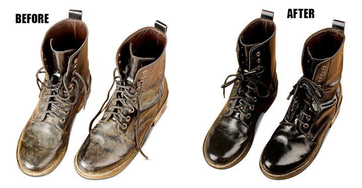 Leather Boots Before / After Cleaning