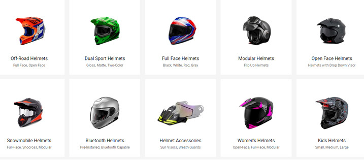 Powersports Helmets Variety Gallery