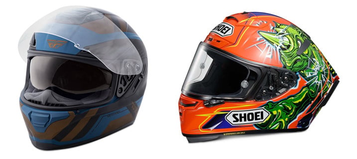 Snell Approved Fly Racing Sentinel Mesh / Shoei X-14 Power Rush Full Face Helmets