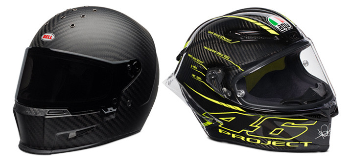 Bell Eliminator / AGV Racing-Oriented Pista Top Project Carbon Helmets