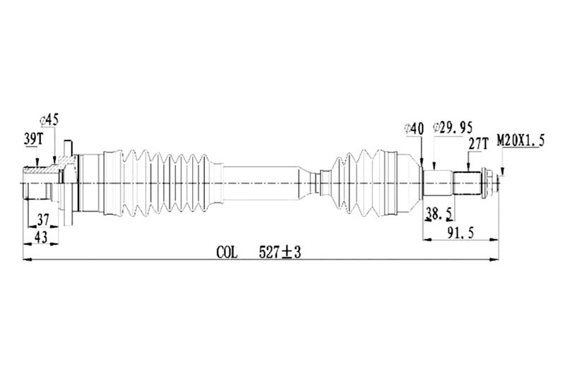 DSS® YMH301XP Rear Driver Side High Performance ATV Axle Shaft