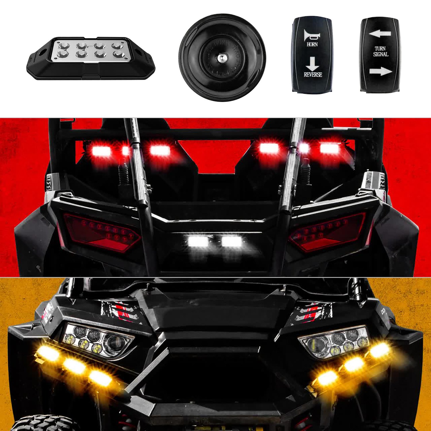 XKGlow® XKDTSTA Standard DOT Turn Signal Brake Light with Horn Street Legal Conversion Kit